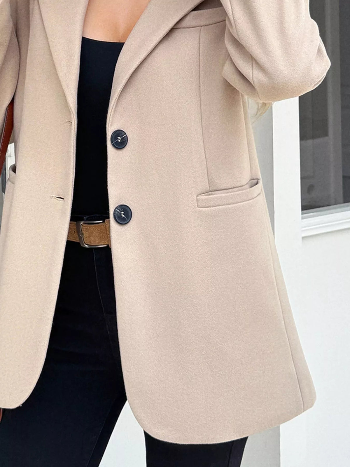 Lapel Collar Button Up Blazer (3)