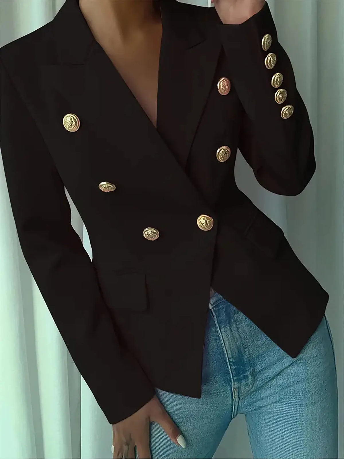 Decor Button Lapel Collar Blazer (25)