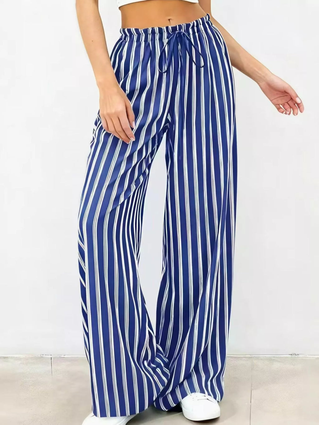 Striped Wide-leg Drawstring Pants (9)