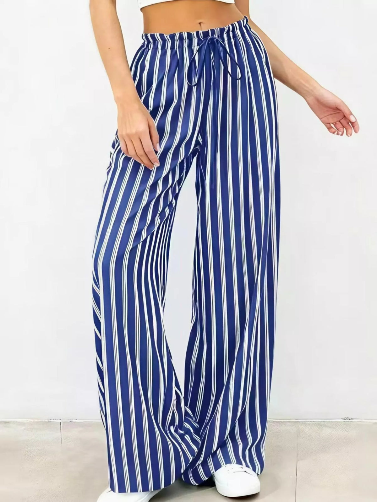 Striped Wide-leg Drawstring Pants (9)