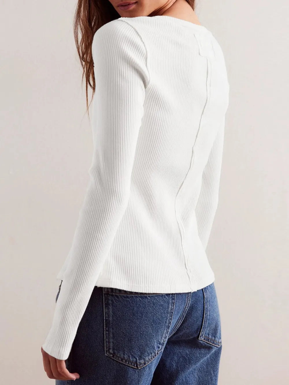 Ribbed Round Neck Long Sleeve Top (2)