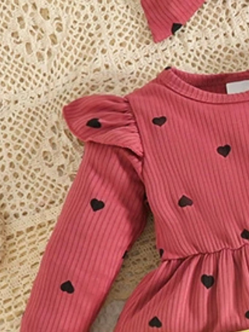 Children's Heart Print Dress Headband Set (7)