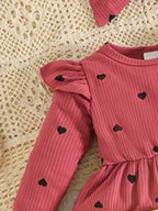 Children's Heart Print Dress Headband Set (7)