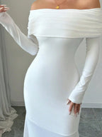 Off-shoulder Long Sleeve Bodycon Maxi Dress (8)