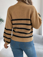 Striped Round Neck Long Sleeve Sweater (15)