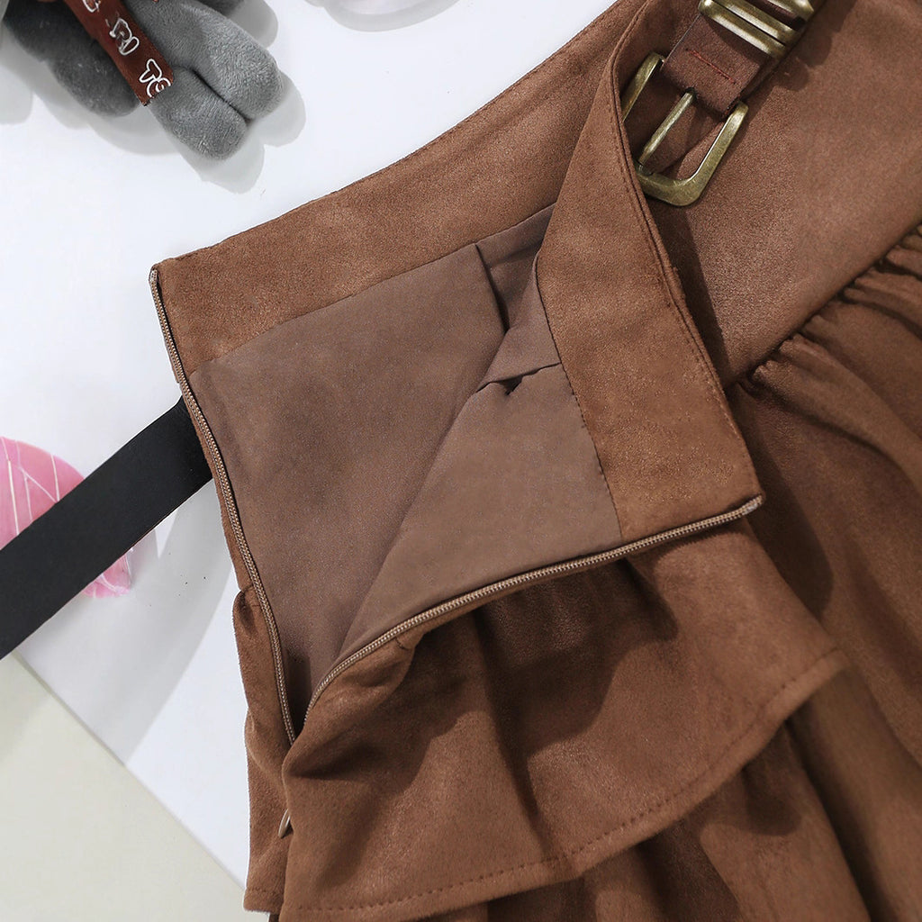 Brown Suede Cake Skirt photo 4