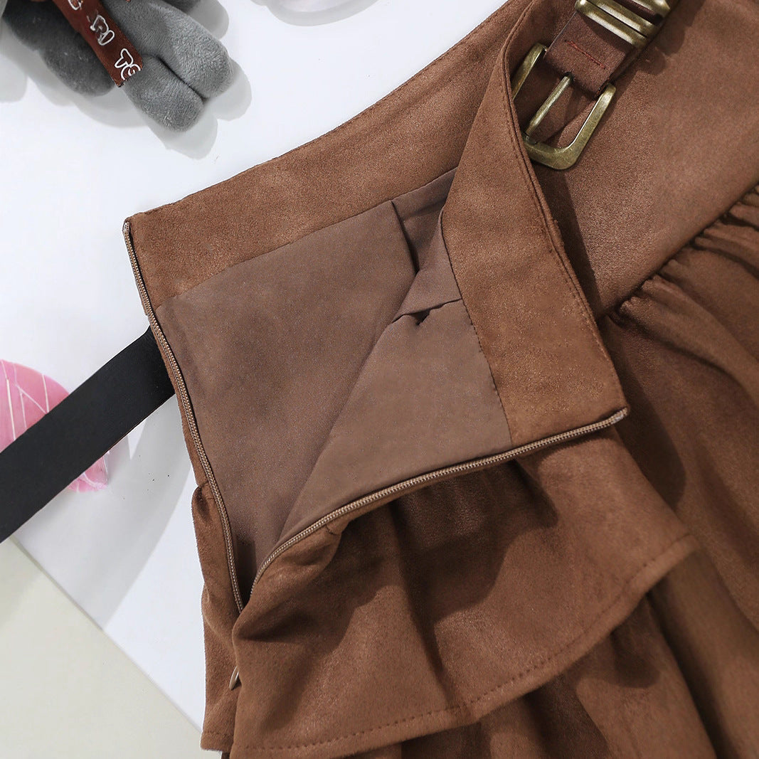 Brown Suede Cake Skirt photo 4