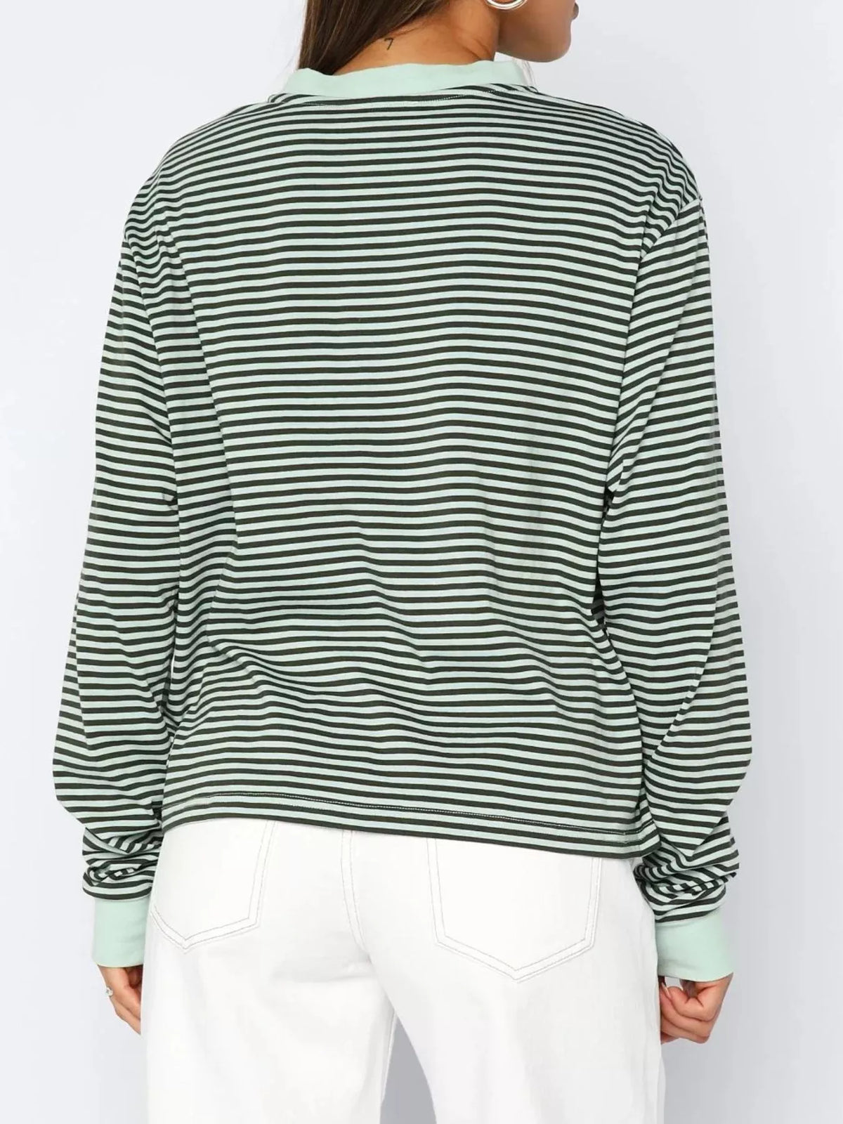 Striped Oversized Round Neck Sweatshirt (2)