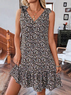 Floral Print Tie Strap Ruffle Hem Mini Dress (10)