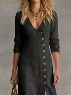 Slit Button-down Midi Dress (4)