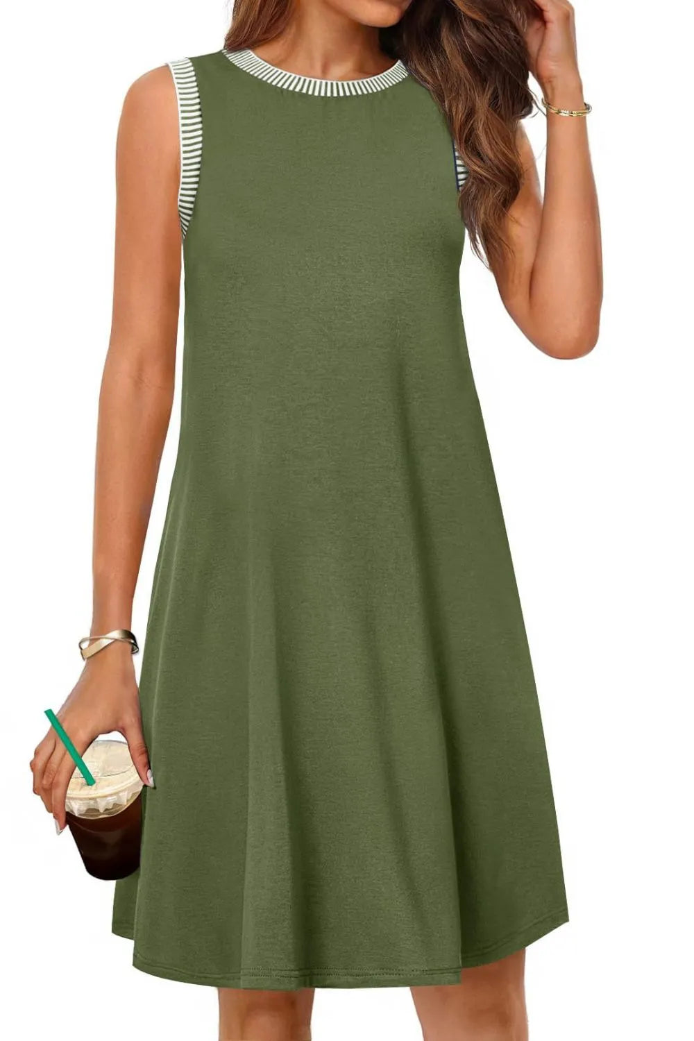 Round Neck Sleeveless Mini Tank Dress