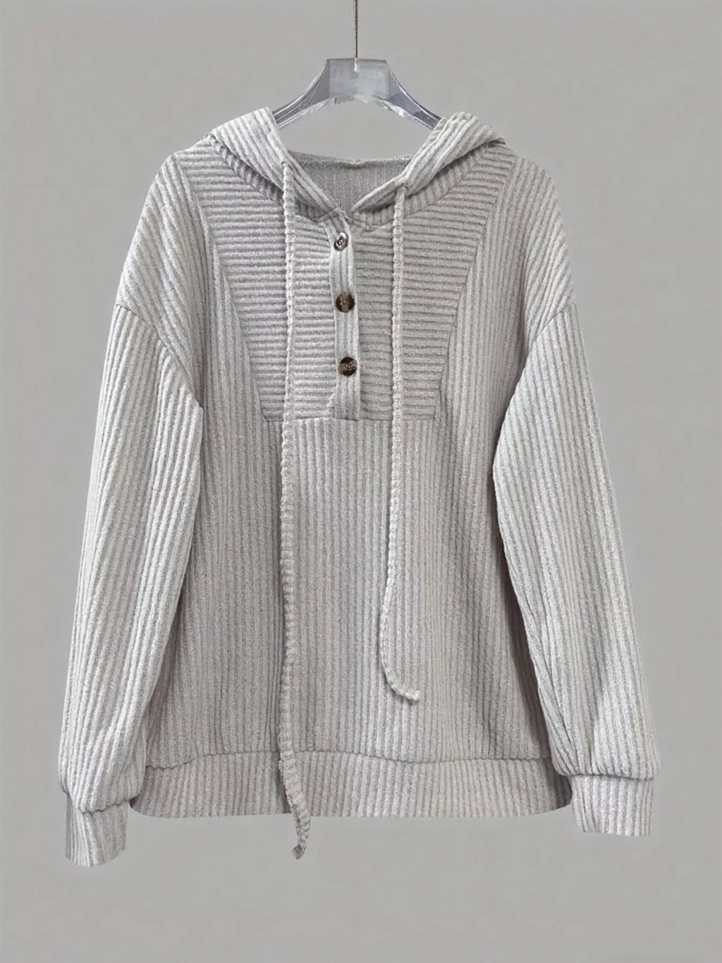 Button-front Drawstring Hoodie (21)
