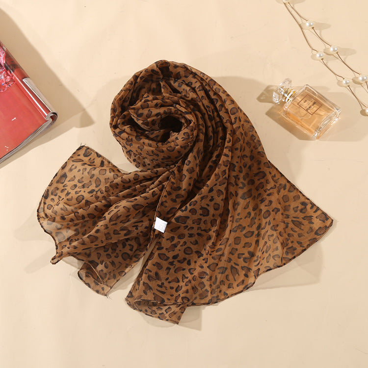 Leopard Chiffon Scarf Thin Shawl photo 1