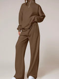 Half-zip Sweatshirt Wide-leg Sweatpants Set