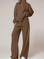 Half-zip Sweatshirt Wide-leg Sweatpants Set