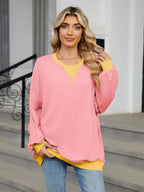 Contrast Round Neck Long Sleeve Sweatshirt (11)
