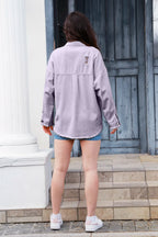 Distressed Button Up Raw Hem Denim Jacket (12)