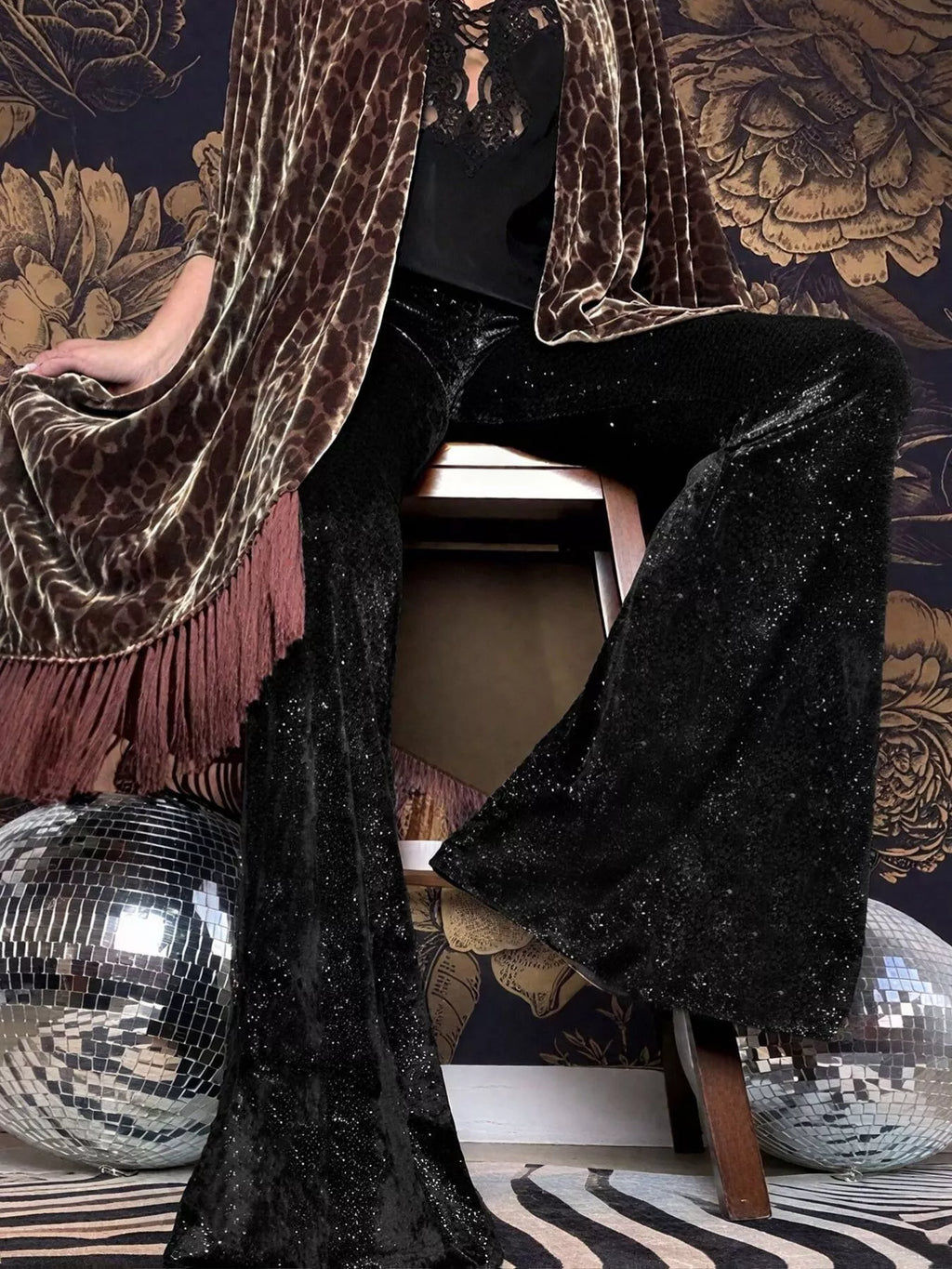 Velvet High Waist Flared Pants (12)