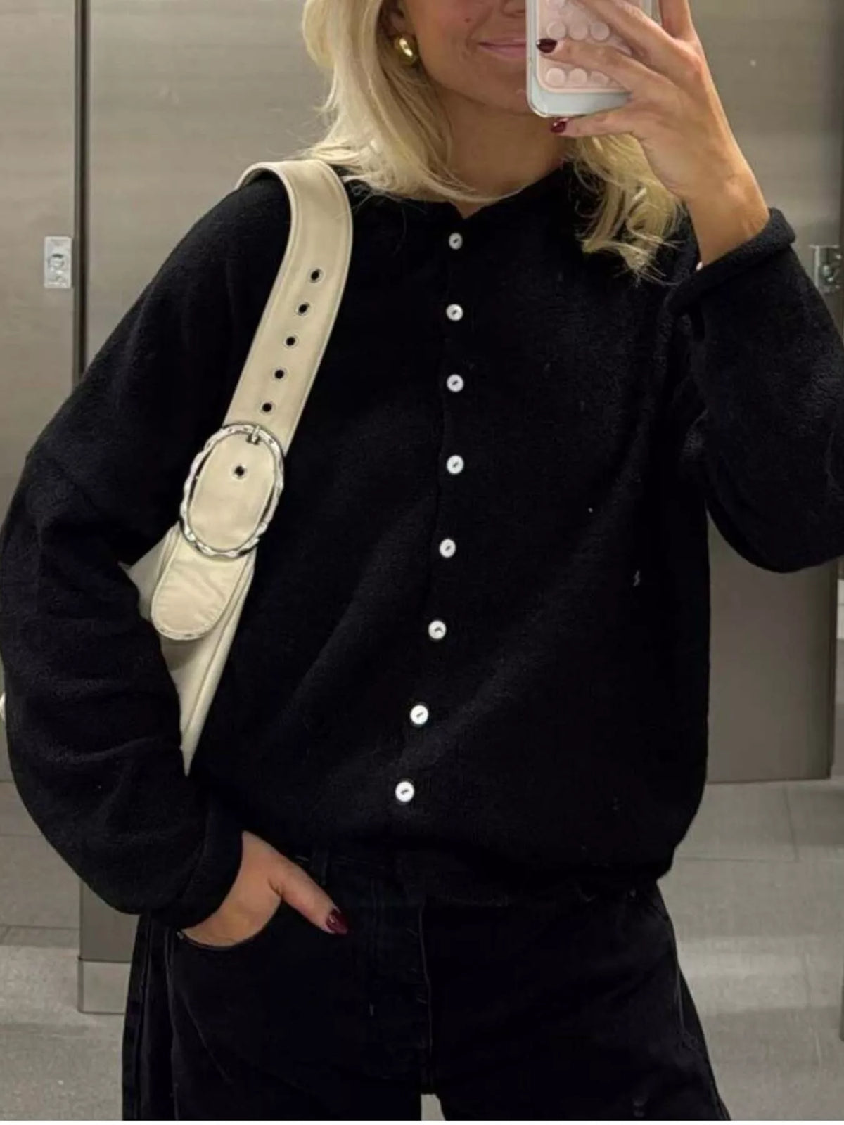 Button-down Dropped Shoulder Cardigan (18)
