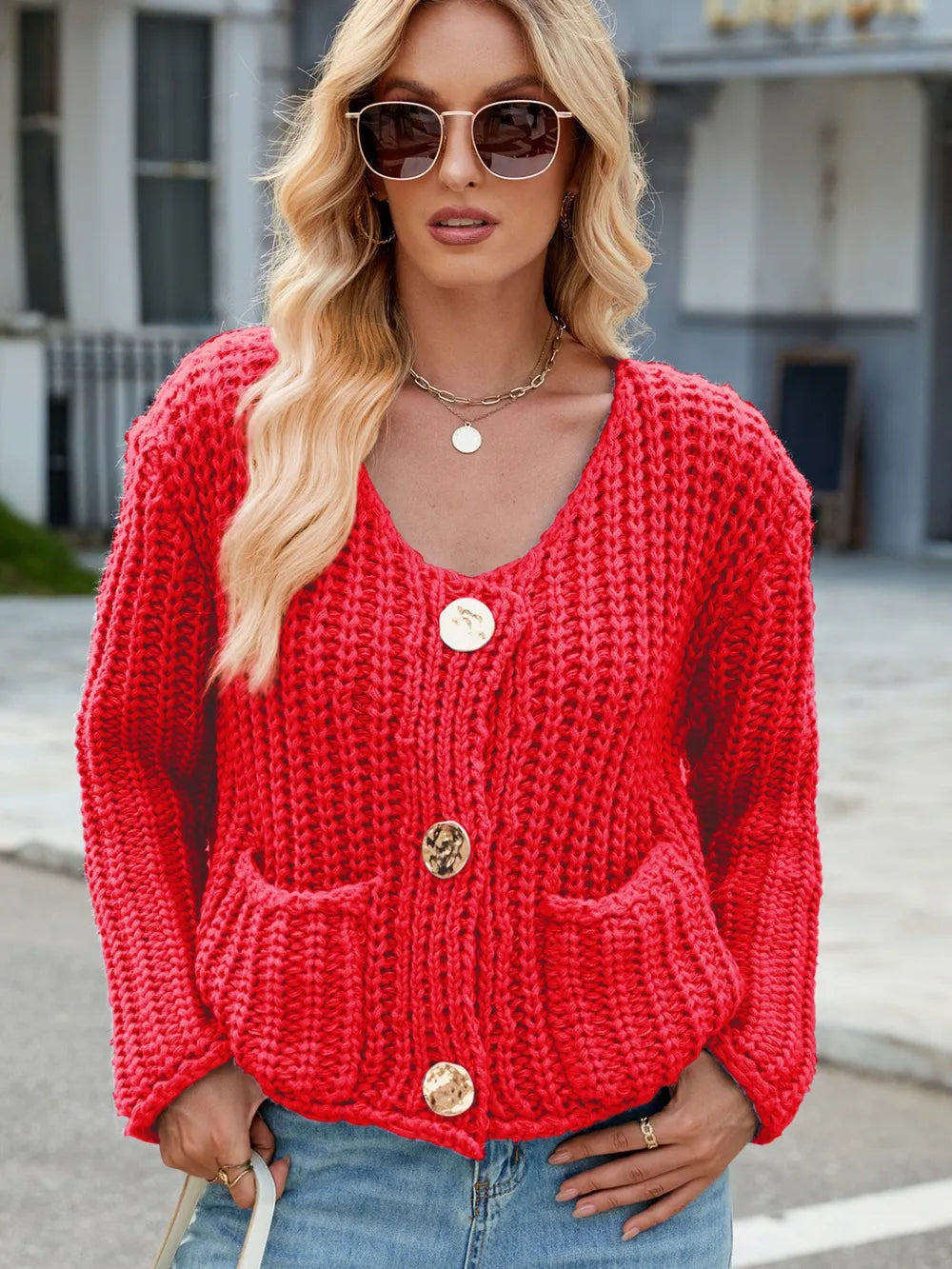 Round Neck Button Up Cardigan Pockets (18)