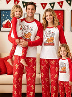 Family Matching Christmas Pajamas Set Gingerbread Man Print (9)