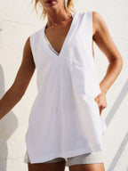 Side Slit V-neck Tank (3)