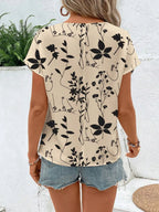 Printed Round Neck Short Sleeve Blouse (5)