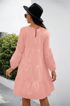 Balloon Sleeve Keyhole Tiered Dress (21)