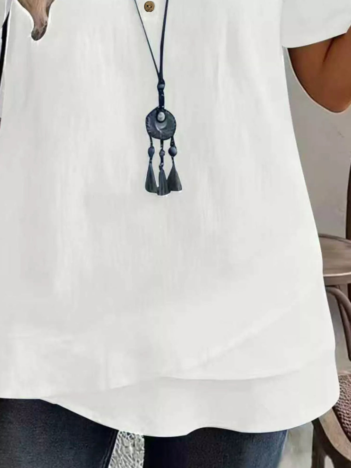 Notched Short Sleeve Blouse (6)
