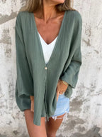 Full Size One Button Long Sleeve Shirt Plus (25)