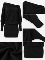 One Shoulder Knit Mini Dress (14)