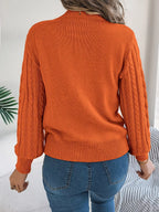 Cable-knit Round Neck Sweater (2)