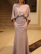 Batwing Sleeve Ruched Maxi Dress (6)