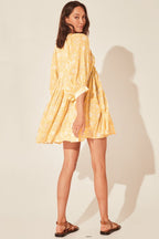Floral Tie Neck Lantern Sleeve Dress (6)