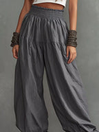Full Size Smocked Ruffle Hem Wide Leg Pants Plus (12)