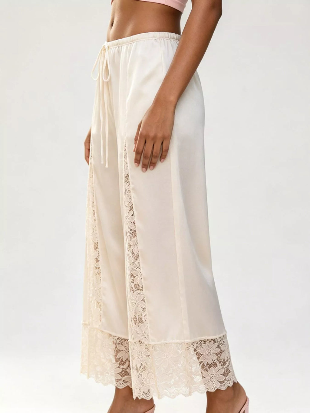 Lace Trim Wide-leg Cropped Pants (10)