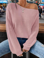 One-shoulder Ribbed Knit Top Relaxed Fit (3)