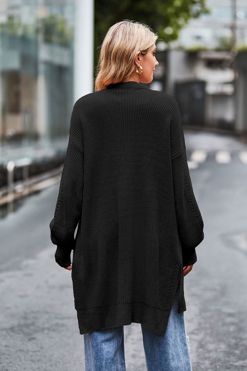 Open Front Dropped Shoulder Longline Cardigan (8)