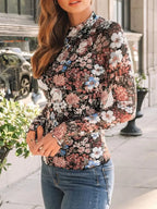Floral Mock Neck Long Sleeve T-shirt (3)