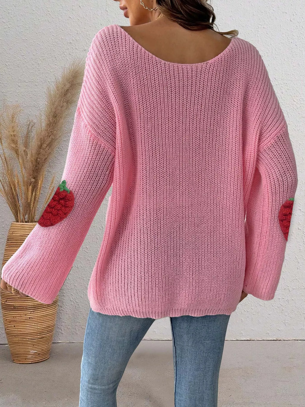 Strawberry Applique Oversized Sweater (12)