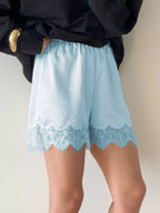 Lace Trim Elastic Waist Shorts (16)