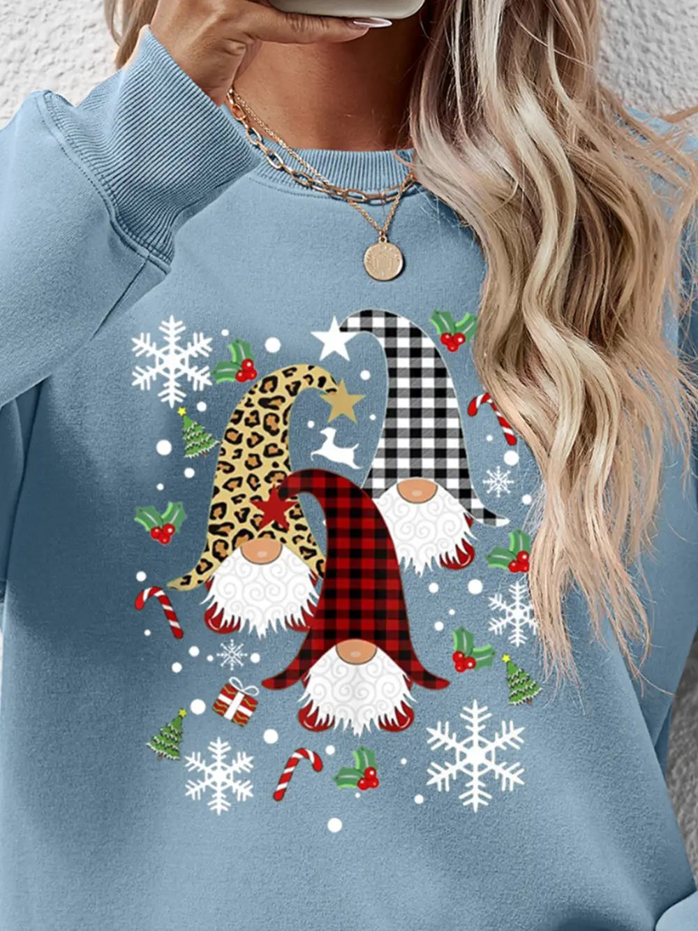 Faceless Gnomes Graphic Drop Shoulder Sweatshirt (23)