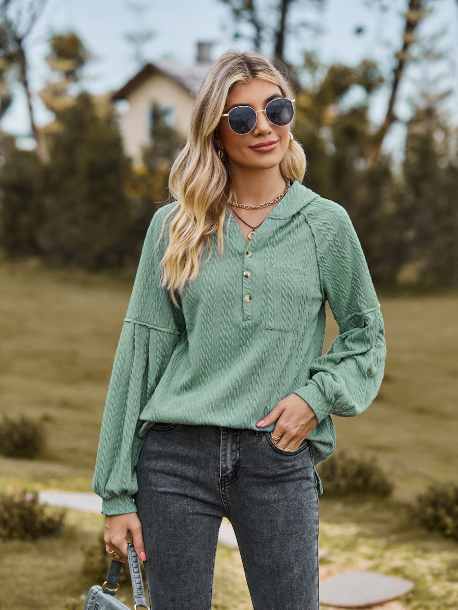 Cable-knit Dropped Shoulder Hoodie (3)