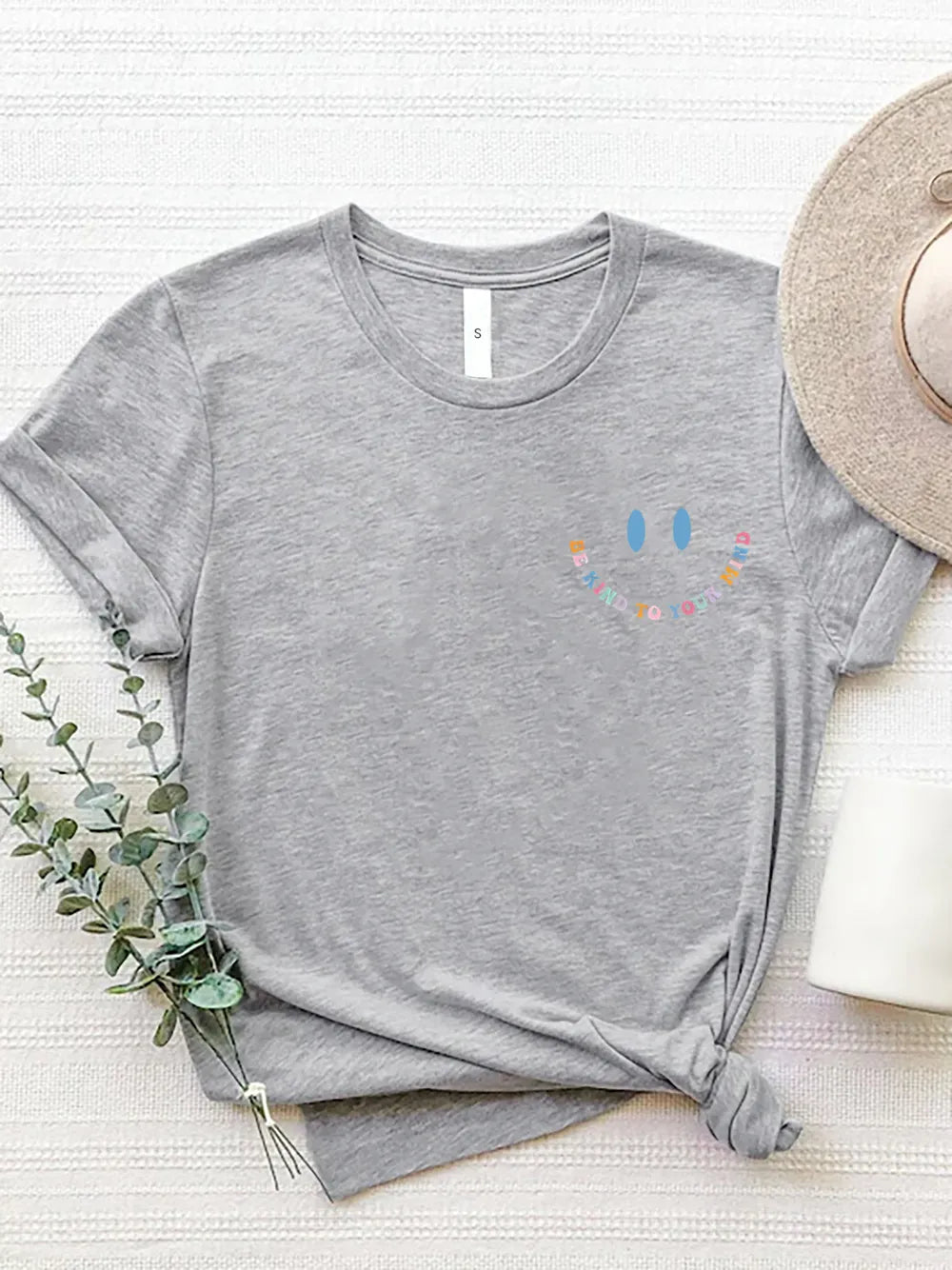 Letter Graphic Round Neck Short Sleeve T-shirt (11)