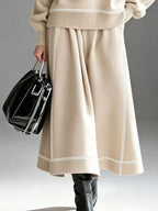 Turtleneck Knit Top Midi Skirt Set (7)