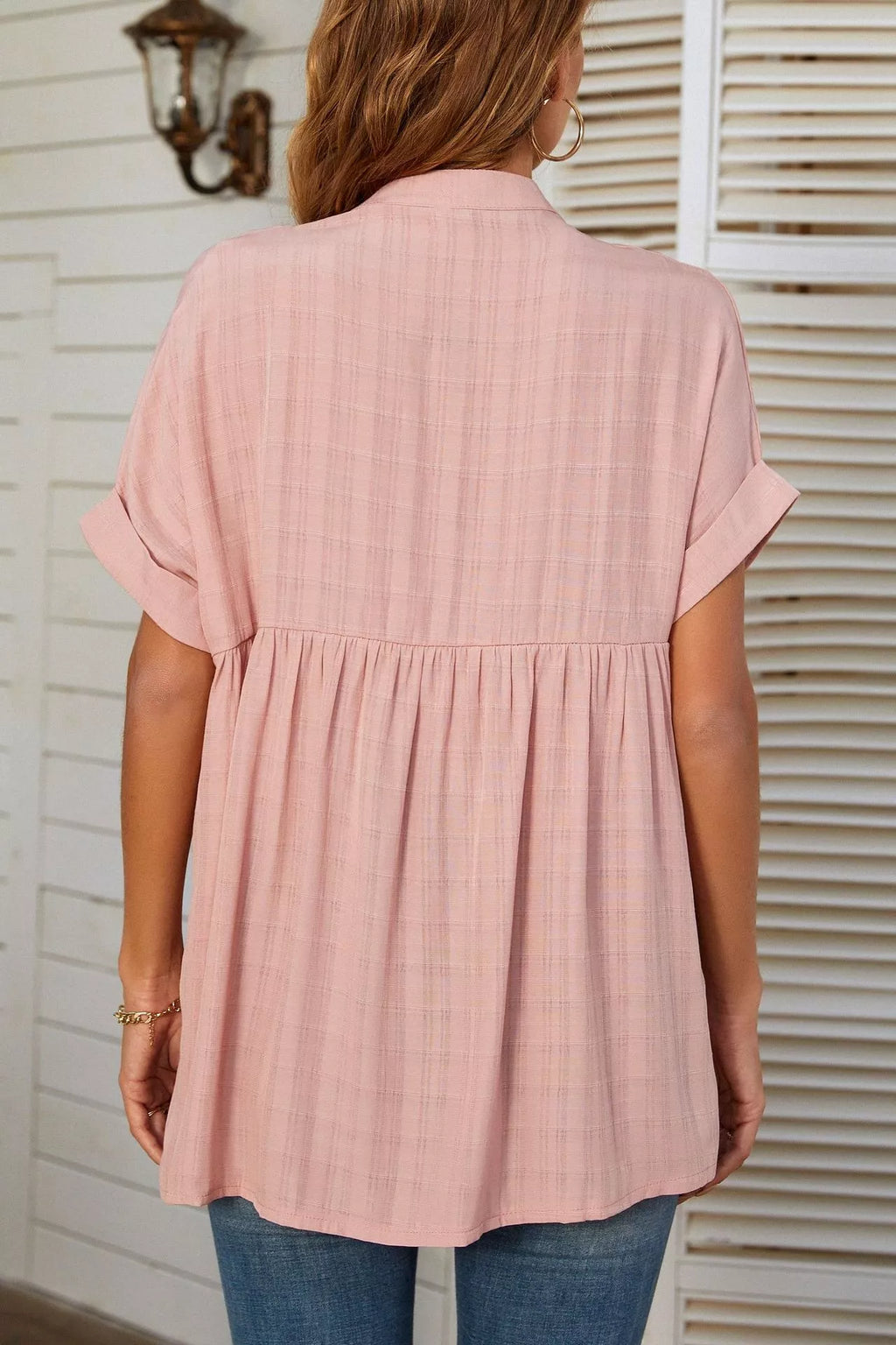 Notched Short Sleeve Blouse (12)