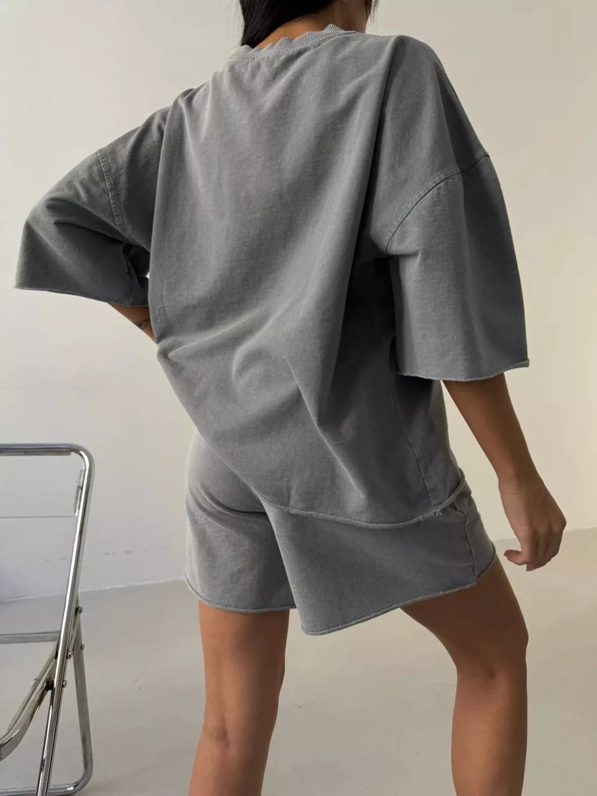 Vintage Wash Oversized Tee Shorts Set (2)