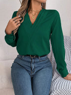Layered V-neck Long Sleeve Blouse (20)