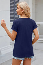 Round Neck Rolled Short Sleeve T-shirt (24)