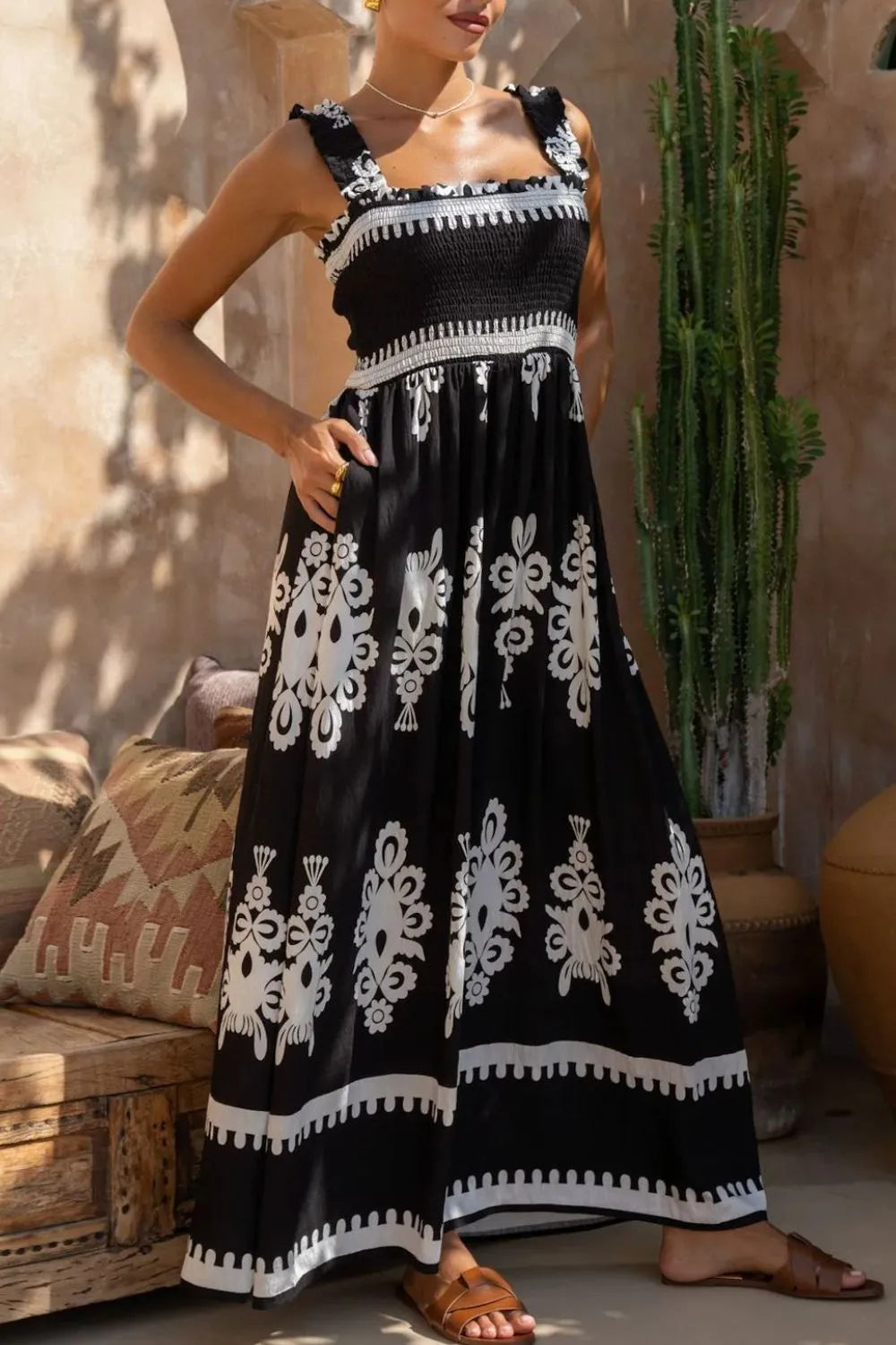 Printed Square Neck Cami Dress (9)